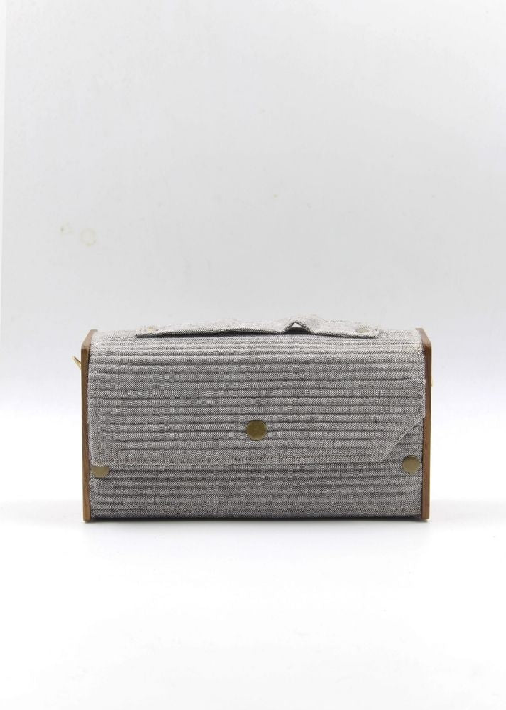 Product image of Grey Upcycled Cotton Cadet Box Clutch - Single Sleeve, curated by Only Ethikal