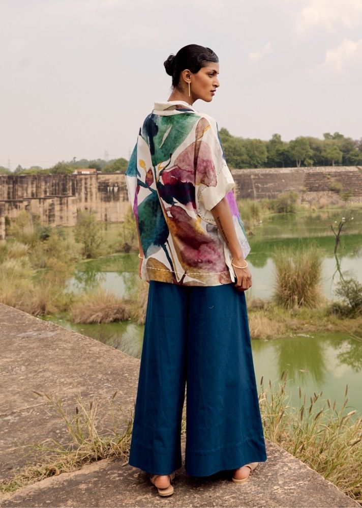 A Model Wearing Multicolor Pure Cotton Elaenia Co-Ord Set, curated by Only Ethikal