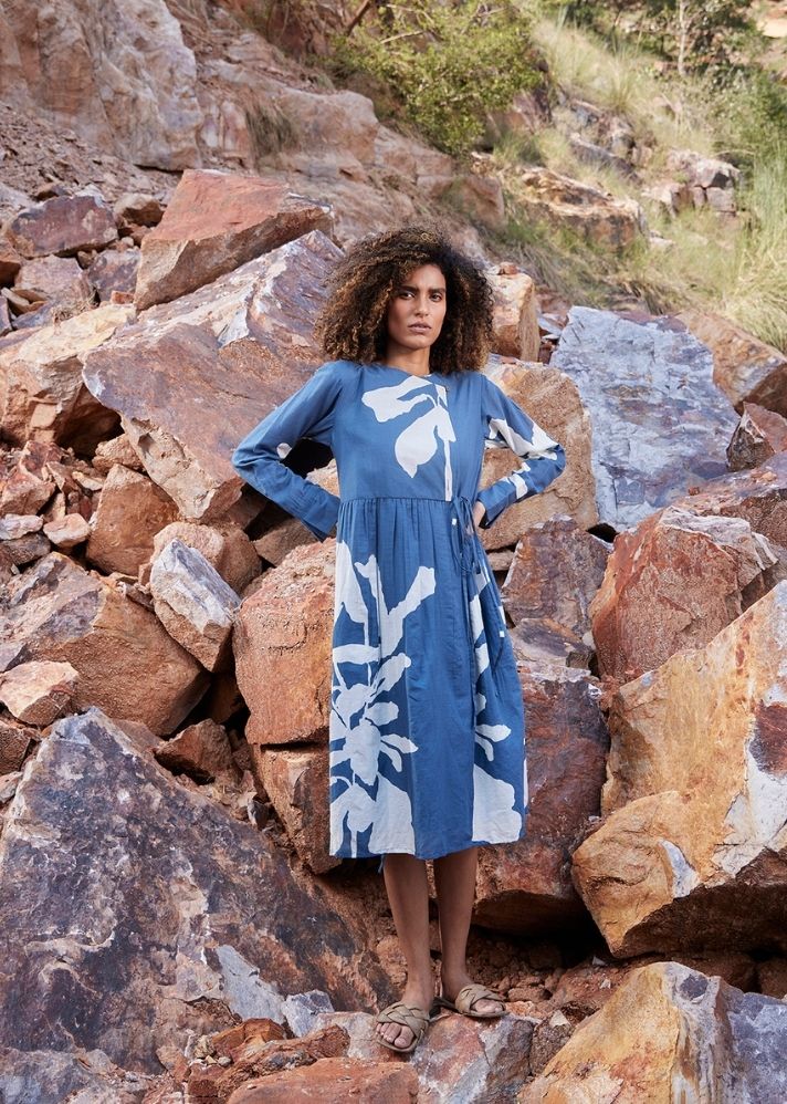 A Model Wearing Blue Pure Cotton Where The Wind Blows Co-ord Set, curated by Only Ethikal