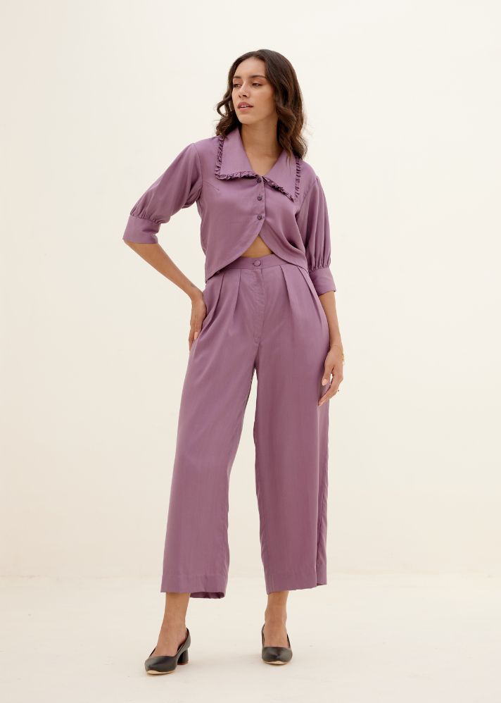 A Model Wearing Purple Lyocell Lavender Aurora Co-Ord Set, curated by Only Ethikal