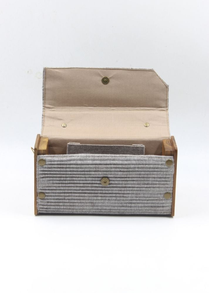 Product image of Grey Upcycled Cotton Cadet Box Clutch - Single Sleeve, curated by Only Ethikal