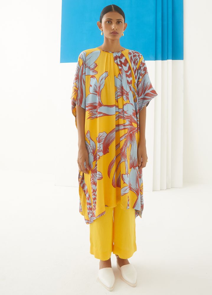 A Model Wearing  Multicolor Bemberg Aphrodite Kimono Kurta And Trousers, curated by Only Ethikal