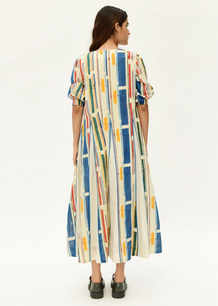 A Model Wearing Multicolor  Organic Cotton  Ftl Panelled Dress , curated by Only Ethikal