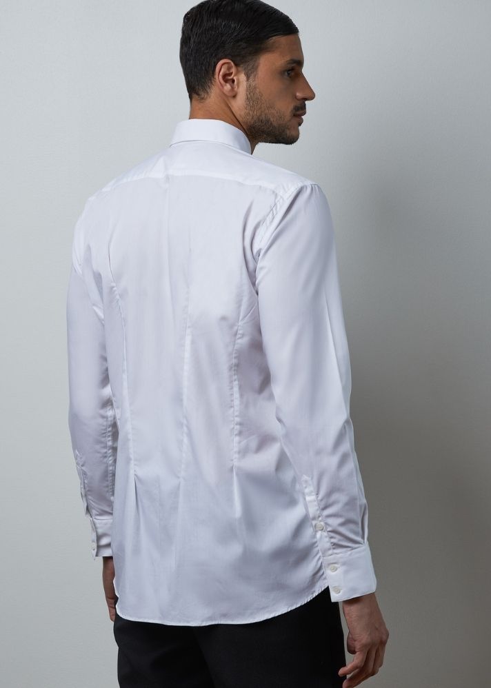 A Model Wearing White Pure Cotton THE JANNAT SHIRT, curated by Only Ethikal