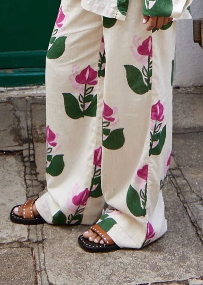 A Model Wearing Multicolor Pure Cotton Dione Handloom Trousers, curated by Only Ethikal