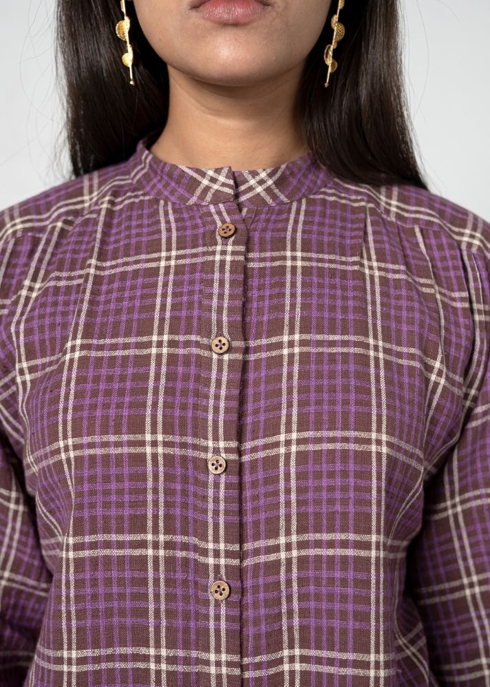 Purple Fields Handwoven Organic Cotton Shirt Dress - onlyethikal
