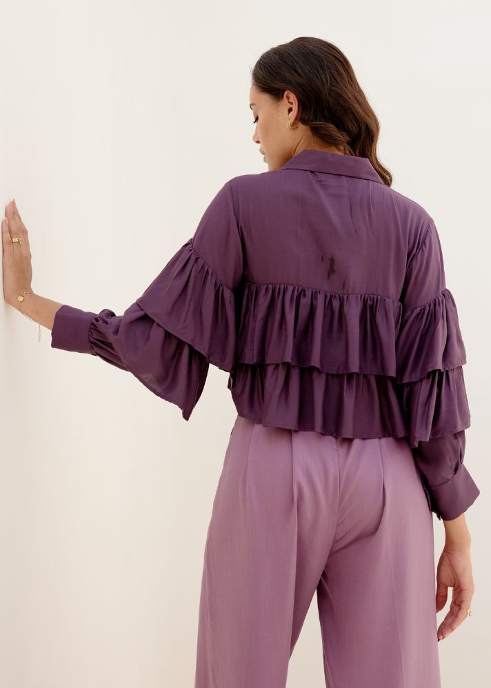 A Model Wearing Purple Lyocell Lavender Poised Shirt, curated by Only Ethikal