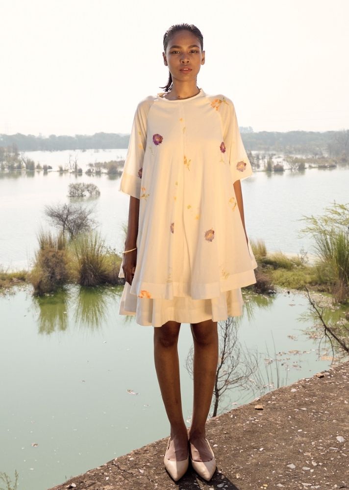 A Model Wearing Multicolor Pure Cotton Starling Dress, curated by Only Ethikal