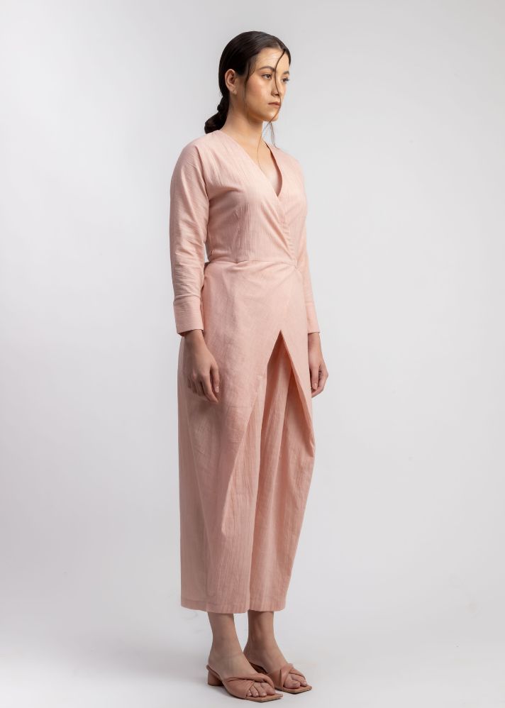 A Model Wearing Pink Linen Marla Pink Jumpsuit, curated by Only Ethikal