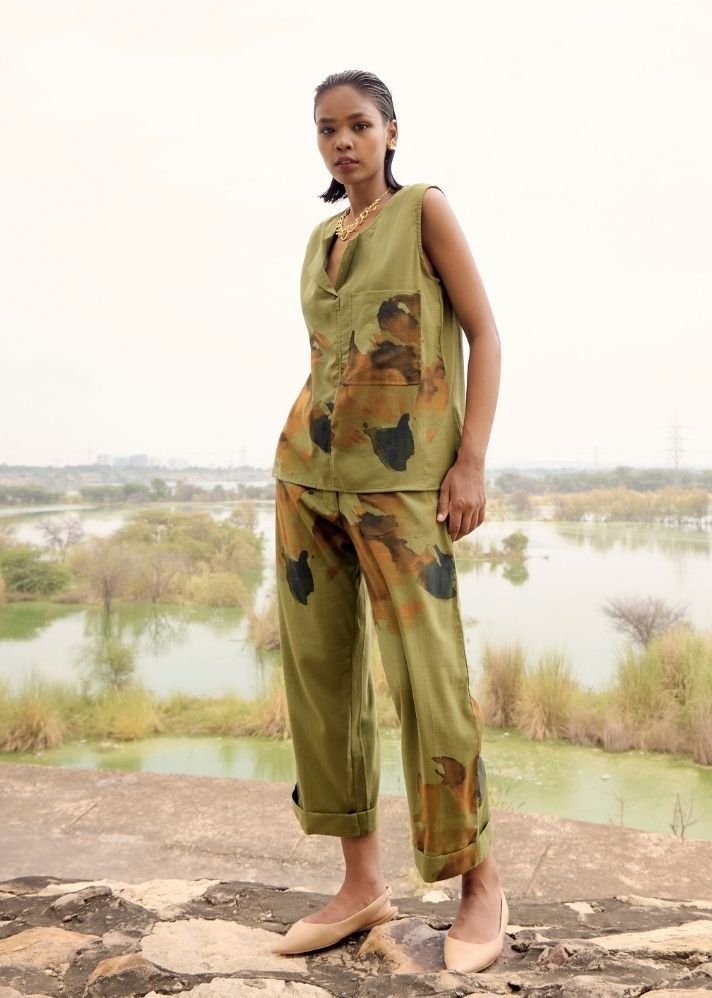 A Model Wearing Multicolor Pure Cotton Cicada Bird Co-Ord Set, curated by Only Ethikal