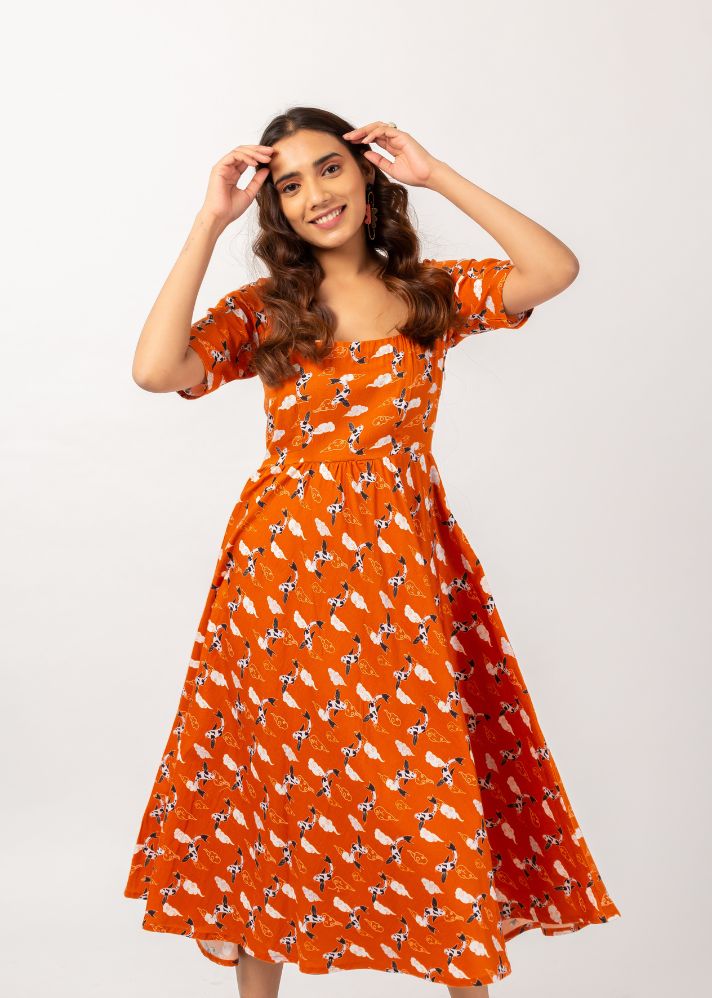Tangerine Koi Day Dress