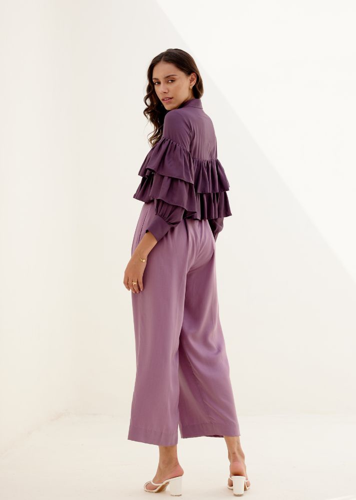 A Model Wearing Purple Lyocell Lavender Grace Co-Ord Set, curated by Only Ethikal