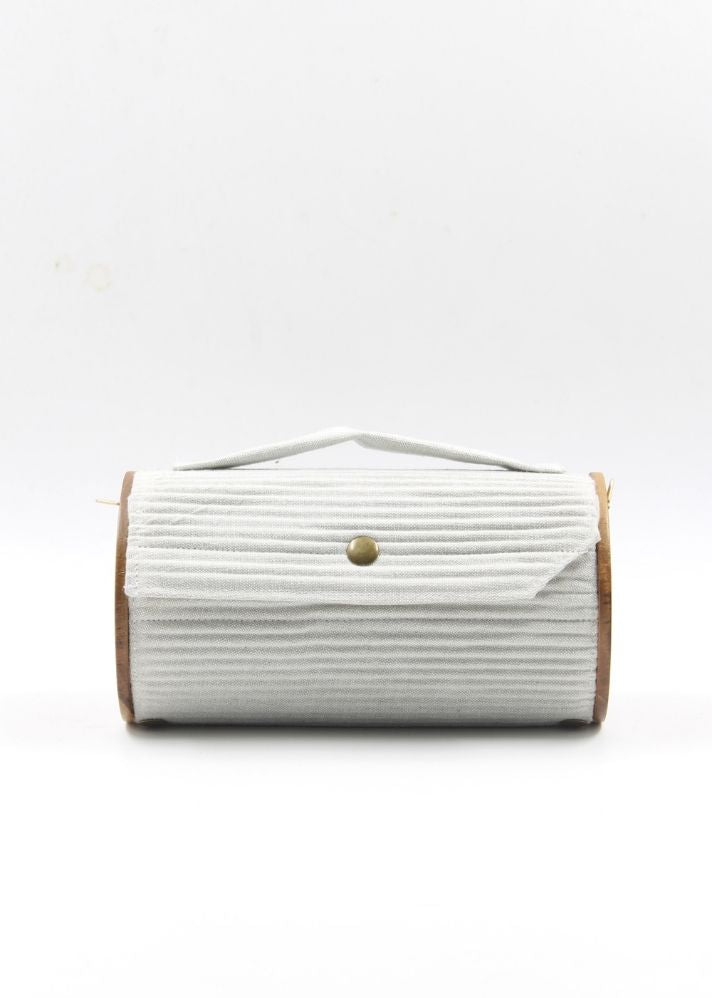 Product image of Multicolor Upcycled Cotton Sage & Fog Round Clutch - Changeable Sleeve, curated by Only Ethikal