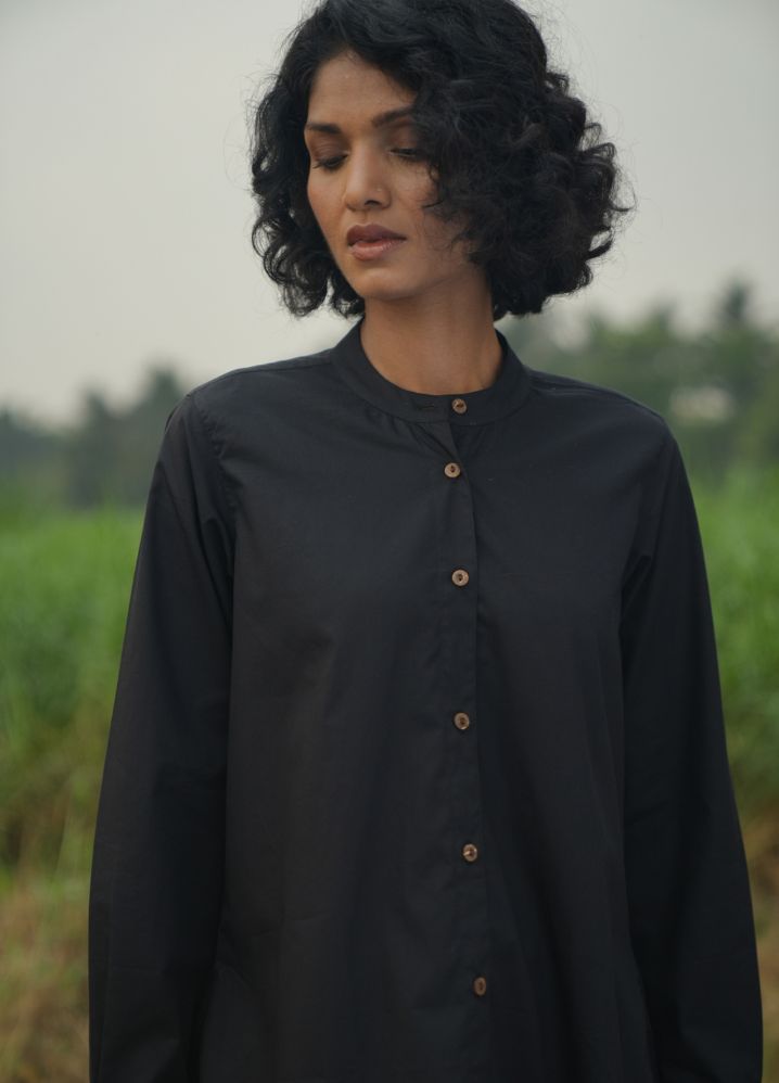 A Model Wearing  Black Pure Cotton Magnum Shirt  Black Shirt, curated by Only Ethikal