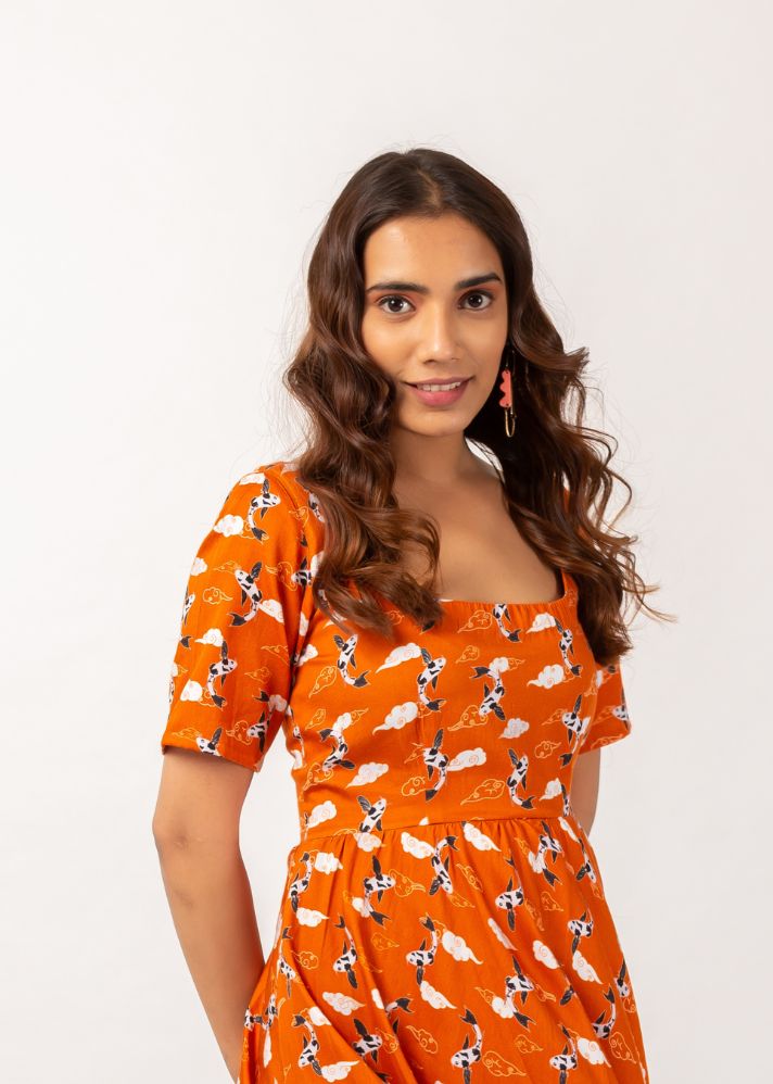 Tangerine Koi Day Dress