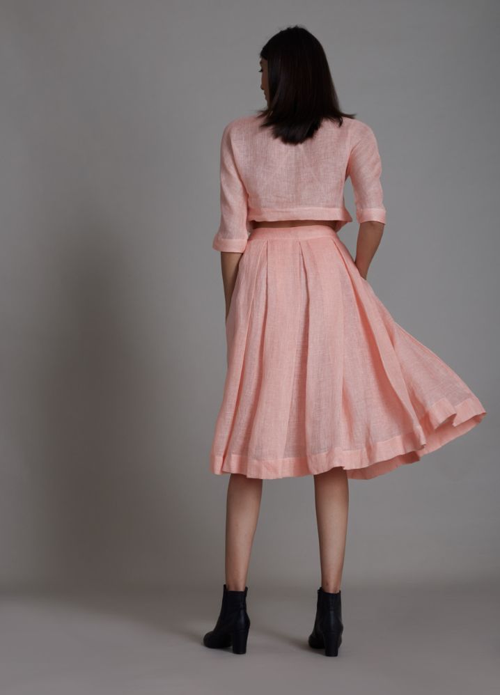 A Model Wearing Pink Linen Solo Skirt - Pink, curated by Only Ethikal
