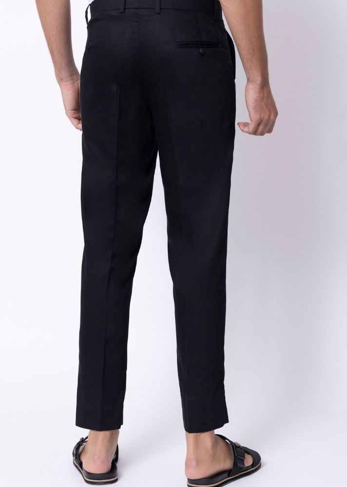A Model Wearing Black Pure Cotton THE BAMBOO TROUSER, curated by Only Ethikal