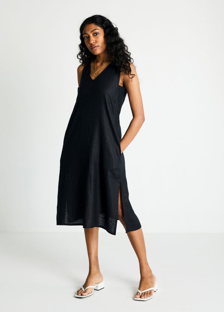 A Model Wearing  Black Hemp The Hemp Noir Dress, curated by Only Ethikal