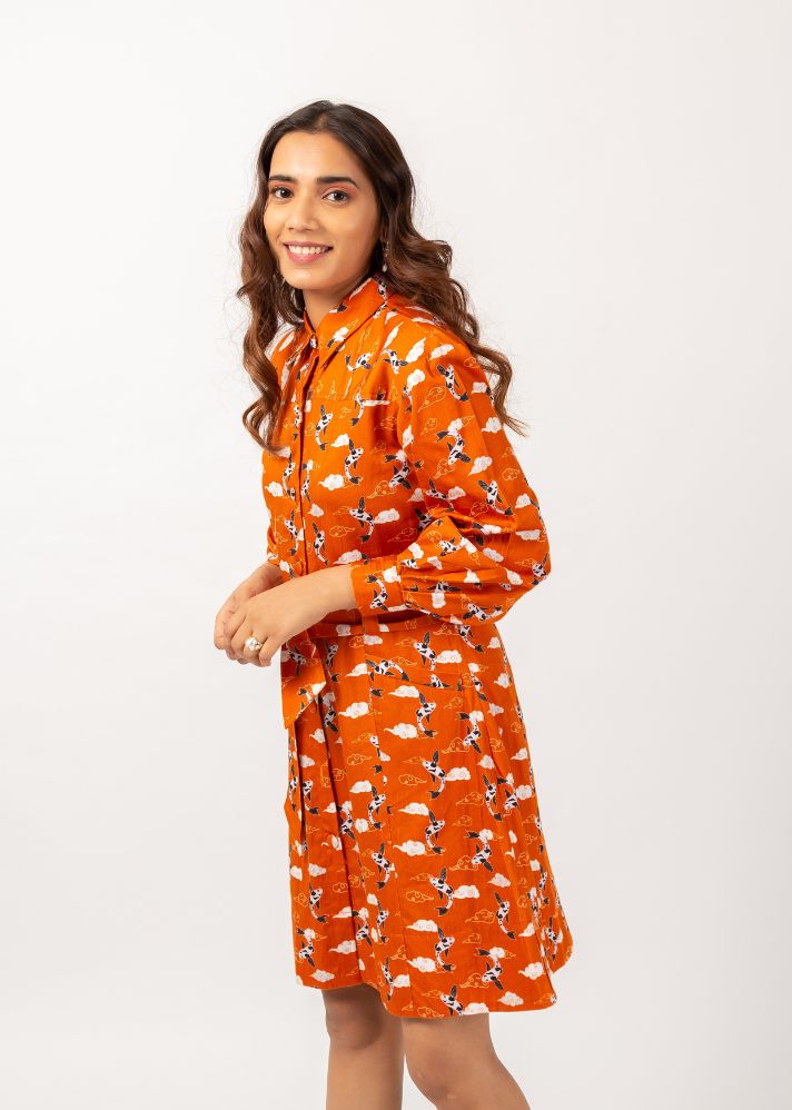 Tangerine Koi Shirt Dress