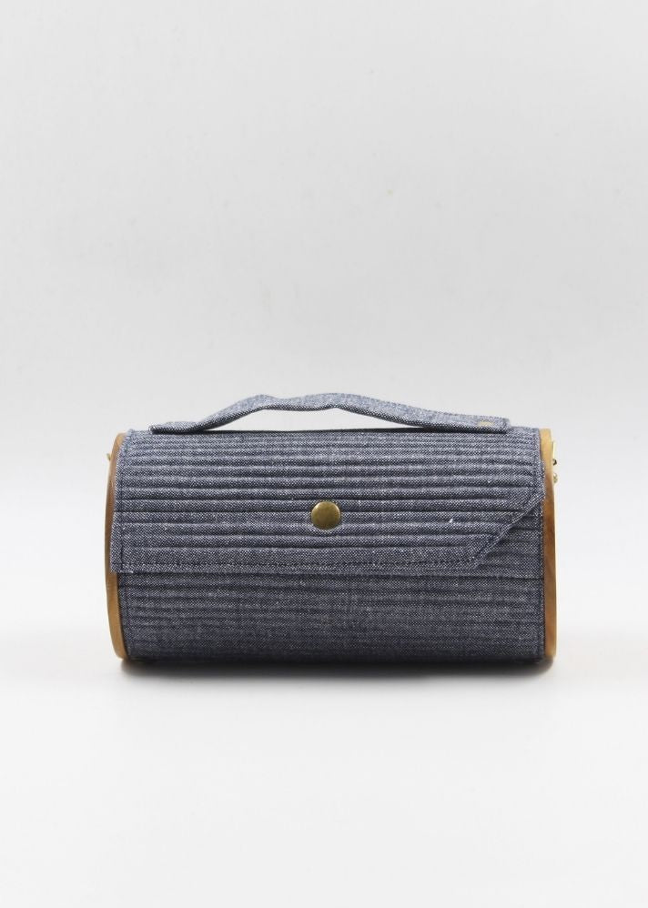 Product image of Grey Upcycled Cotton Slate Round Clutch - Single Sleeve, curated by Only Ethikal