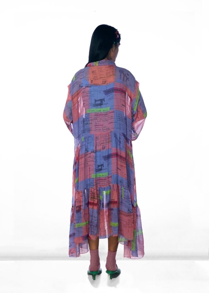 A Model Wearing Multicolor Lyocell Challan Dress, curated by Only Ethikal