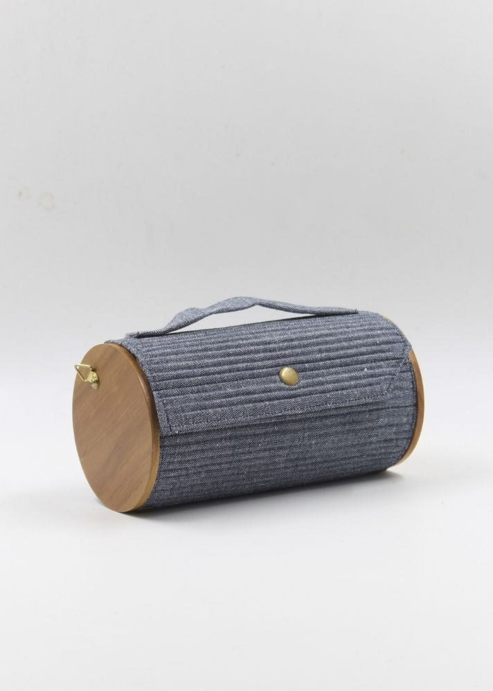Product image of Grey Upcycled Cotton Slate Round Clutch - Single Sleeve, curated by Only Ethikal