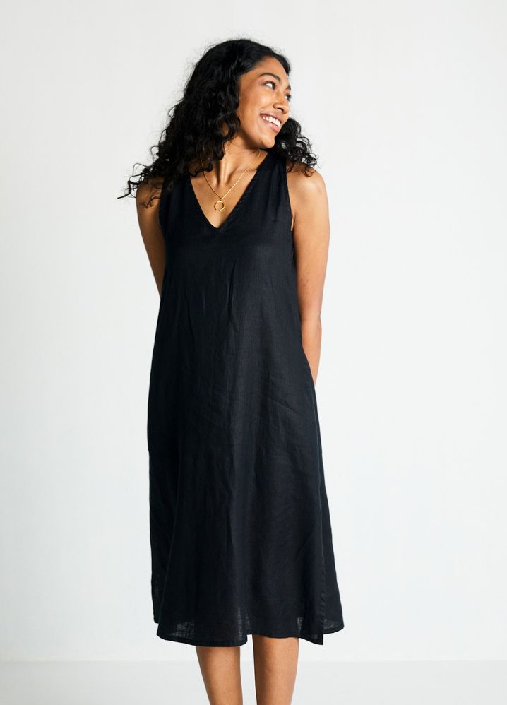 A Model Wearing  Black Hemp The Hemp Noir Dress, curated by Only Ethikal