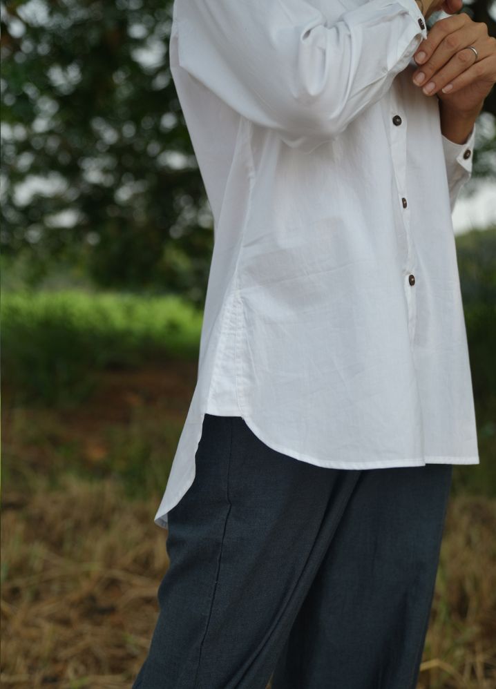 A Model Wearing  White Pure Cotton Magnum Shirt White Shirt, curated by Only Ethikal