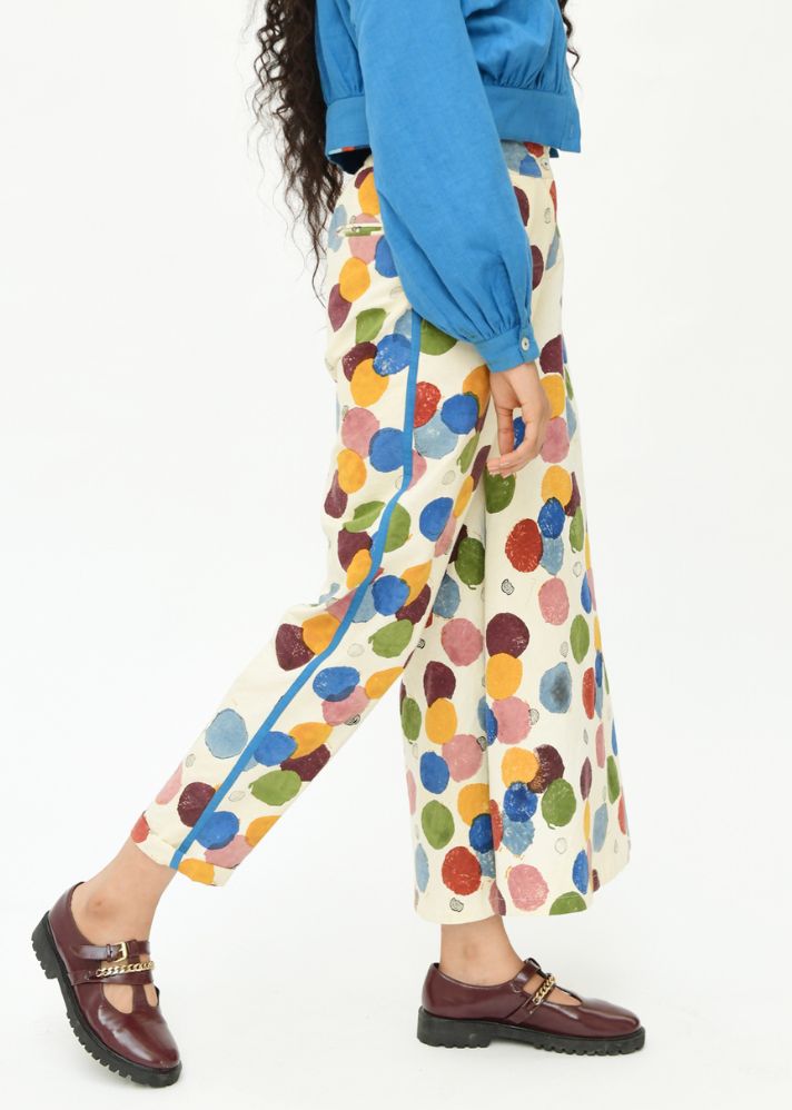 A Model Wearing Multicolor  Organic Cotton  Void  Panzo Pant , curated by Only Ethikal
