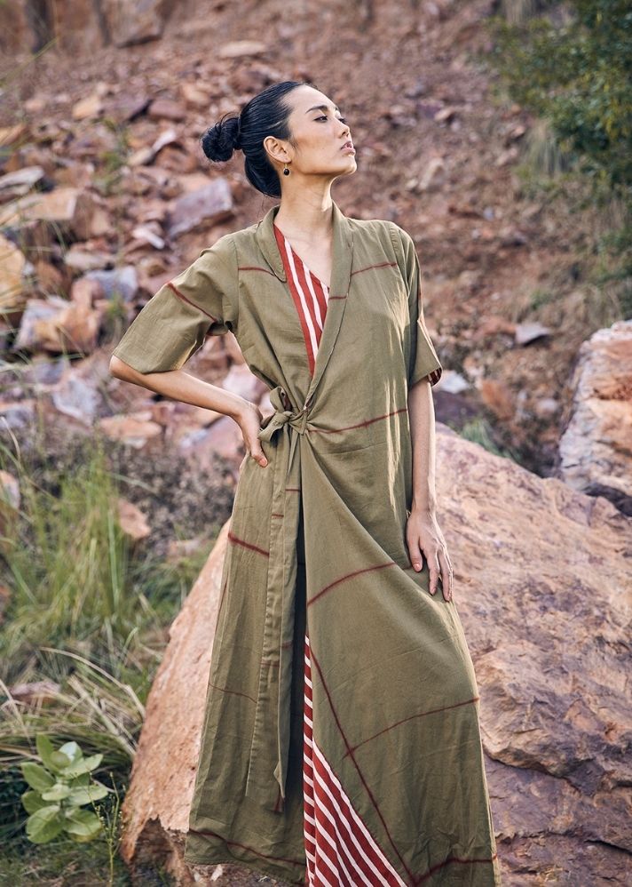 A Model Wearing Green Pure Cotton It Was All You Maxi Dress, curated by Only Ethikal