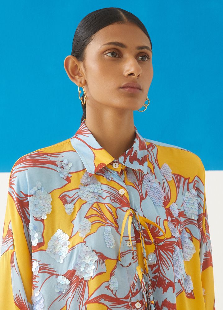 A Model Wearing  Multicolor Bemberg Aphrodite Casual Shirt, curated by Only Ethikal