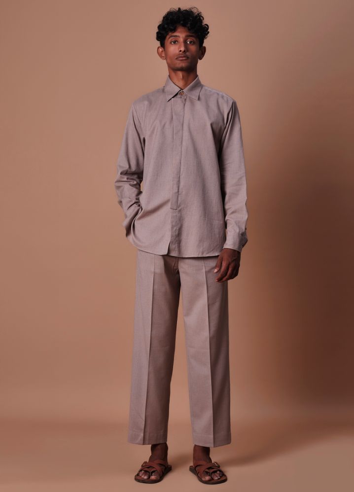 A Model Wearing  Grey Pure Cotton Men's Grey Ankle Pants, curated by Only Ethikal