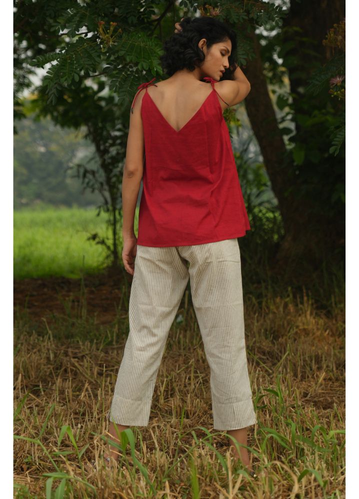 A Model Wearing  Red Pure Cotton Zing Rayon Red Top, curated by Only Ethikal