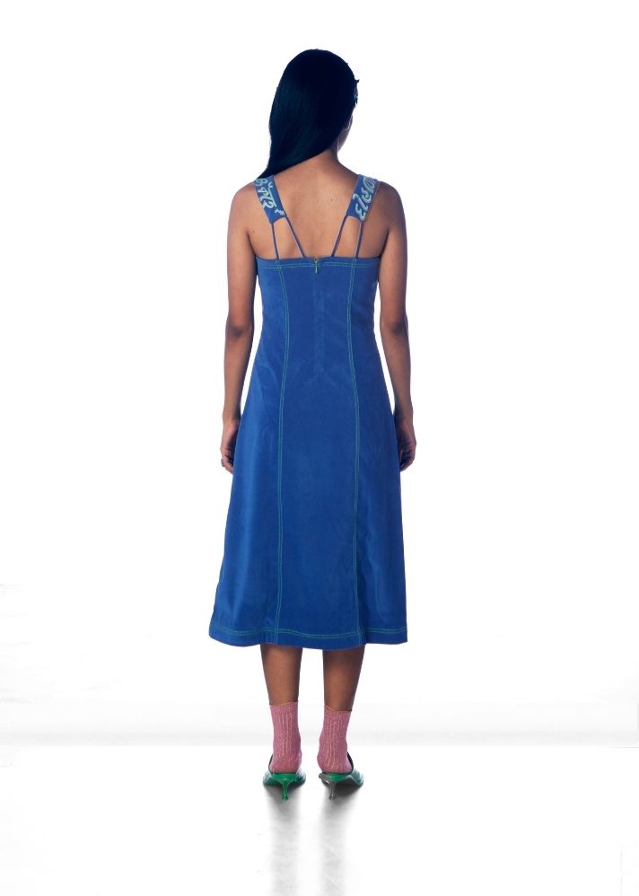 A Model Wearing Blue Lyocell Morni Dress, curated by Only Ethikal