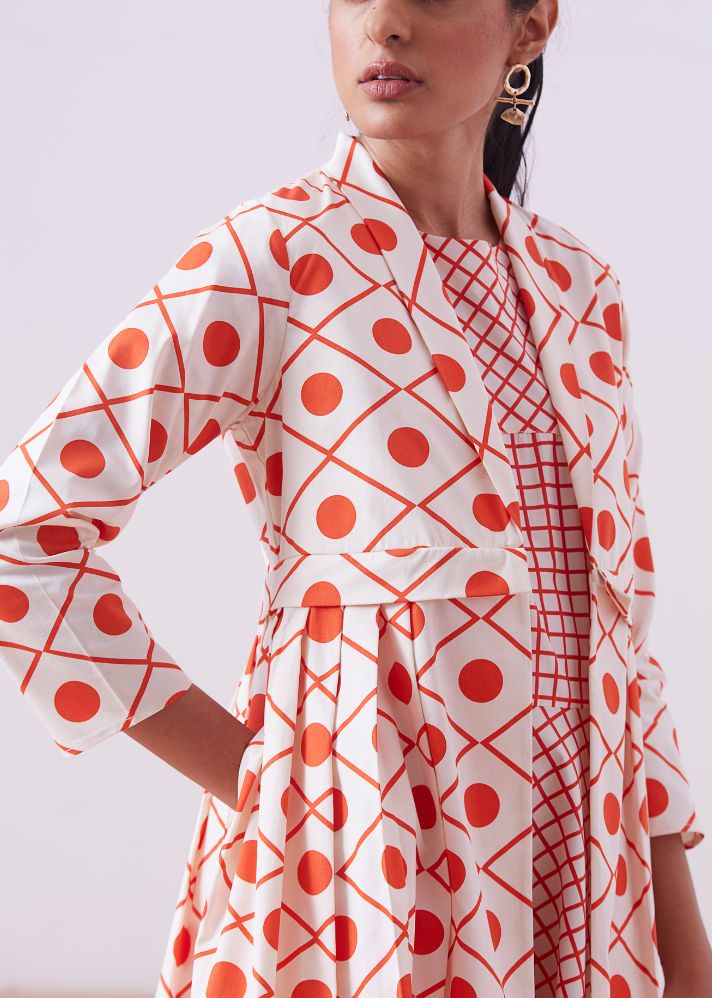 A Model Wearing Orange Organic cotton Irina Jacket, curated by Only Ethikal