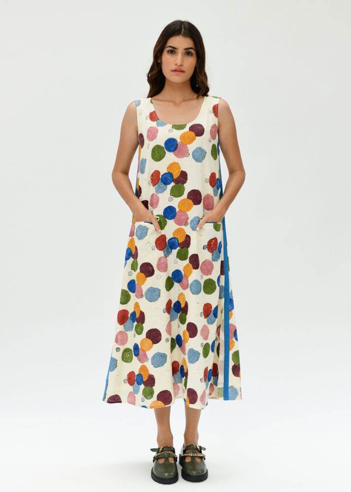 A Model Wearing Multicolor  Organic Cotton  Void  Space Pocket Maxi , curated by Only Ethikal
