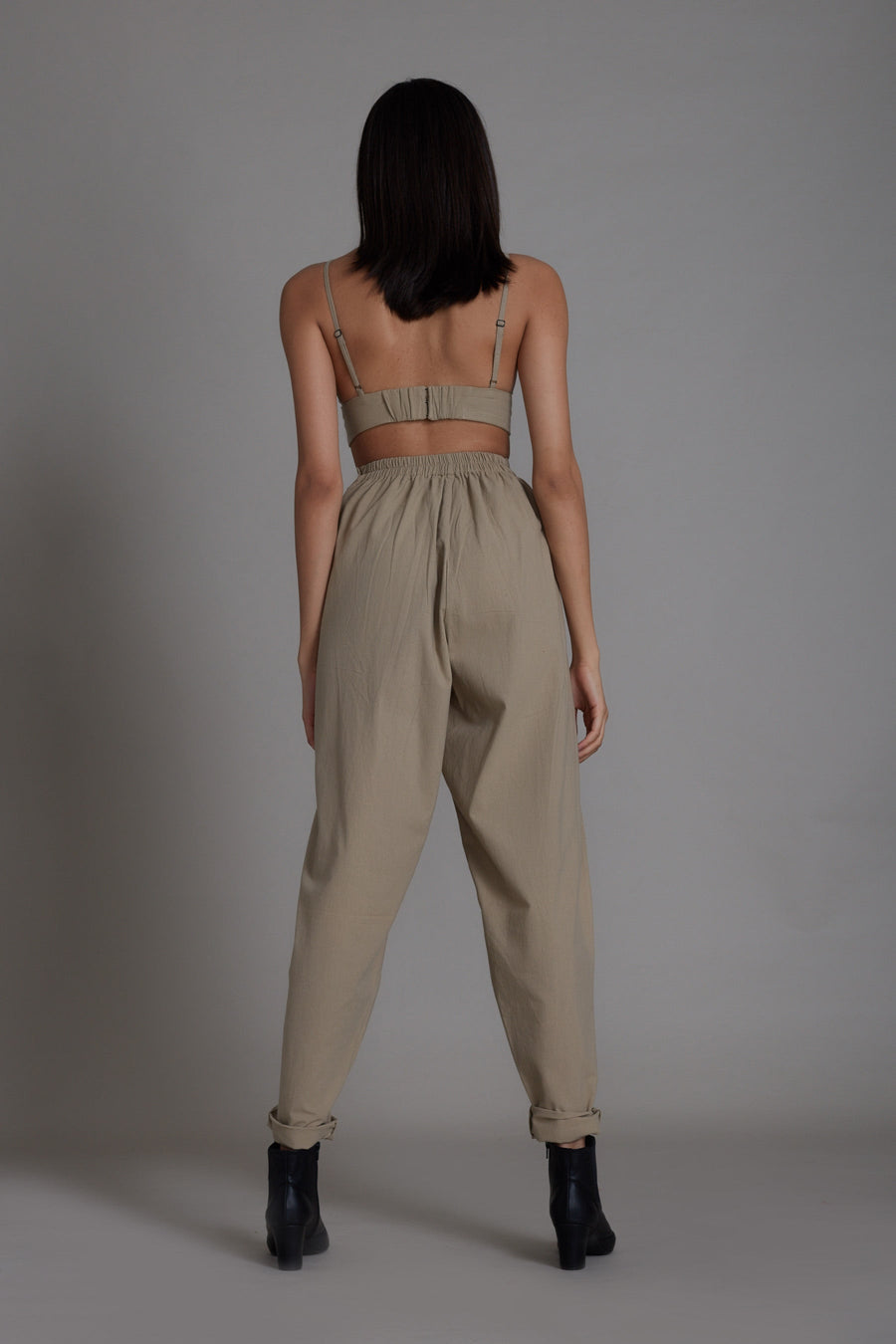 A Model Wearing Beige Pure Cotton Beige Mile Pants, curated by Only Ethikal