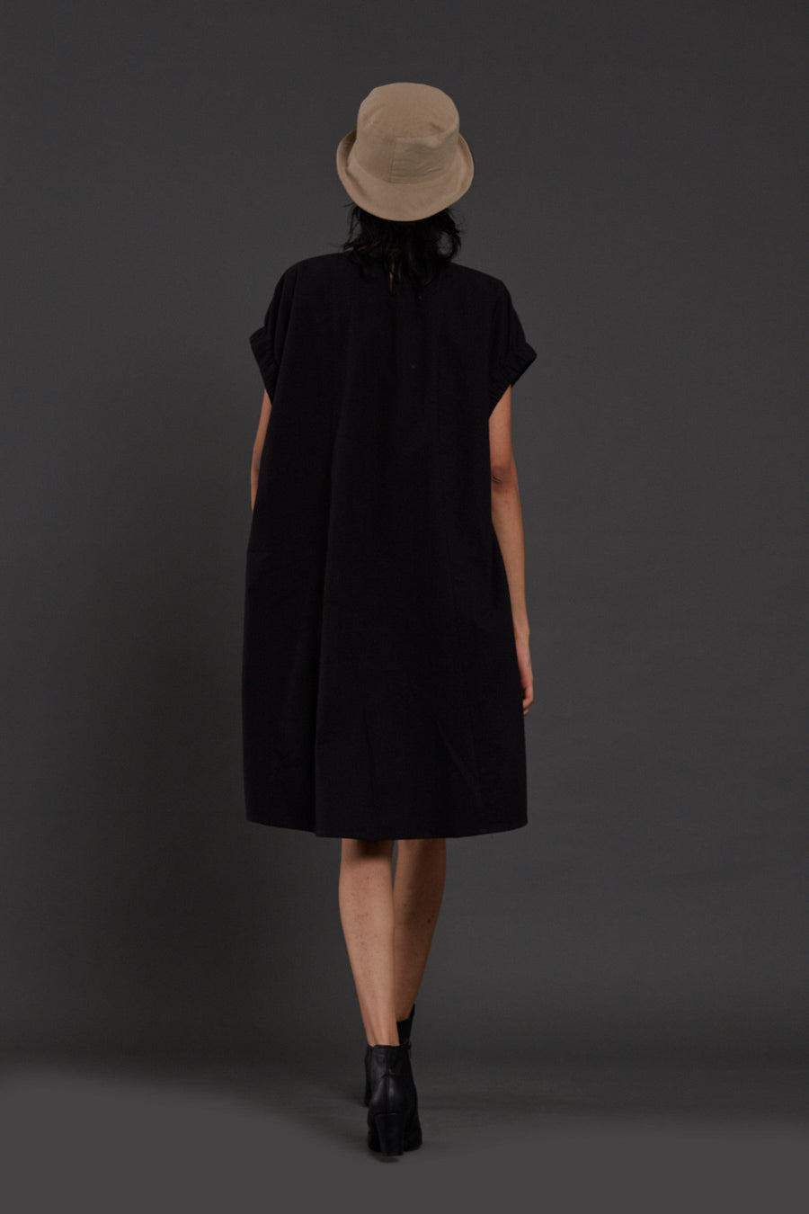 A Model Wearing Black Pure Cotton Black Pocket Dress, curated by Only Ethikal