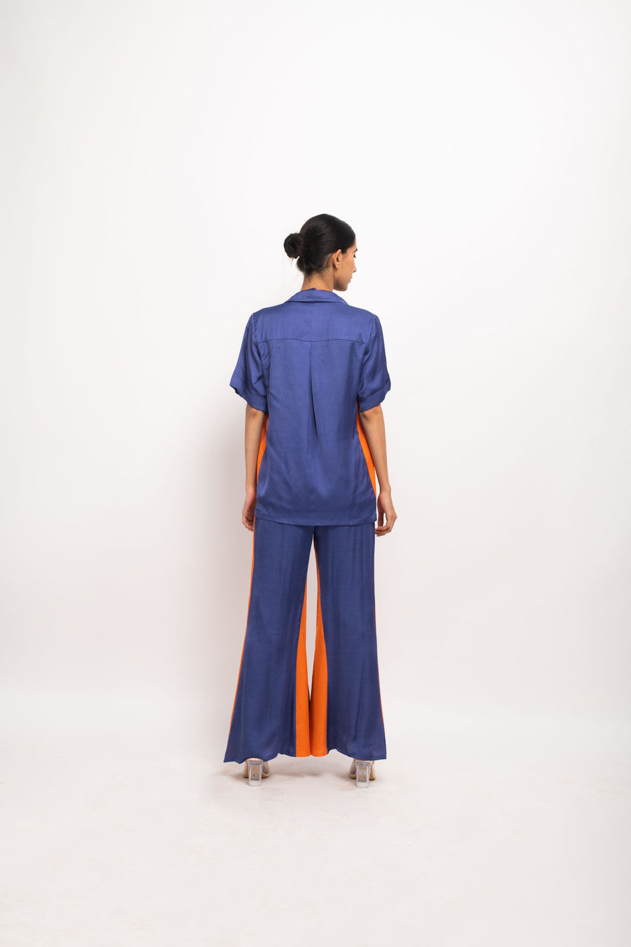 A Model Wearing Blue Bemberg Blue-Orange Co-ord Set, curated by Only Ethikal