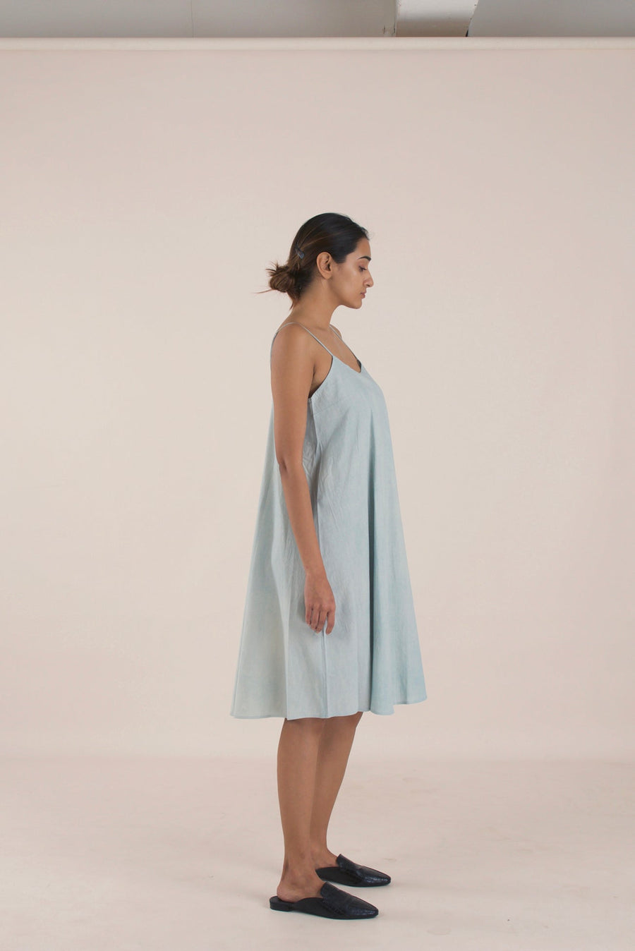 A Model Wearing Blue Pure Cotton Summer Harvest Dress, curated by Only Ethikal