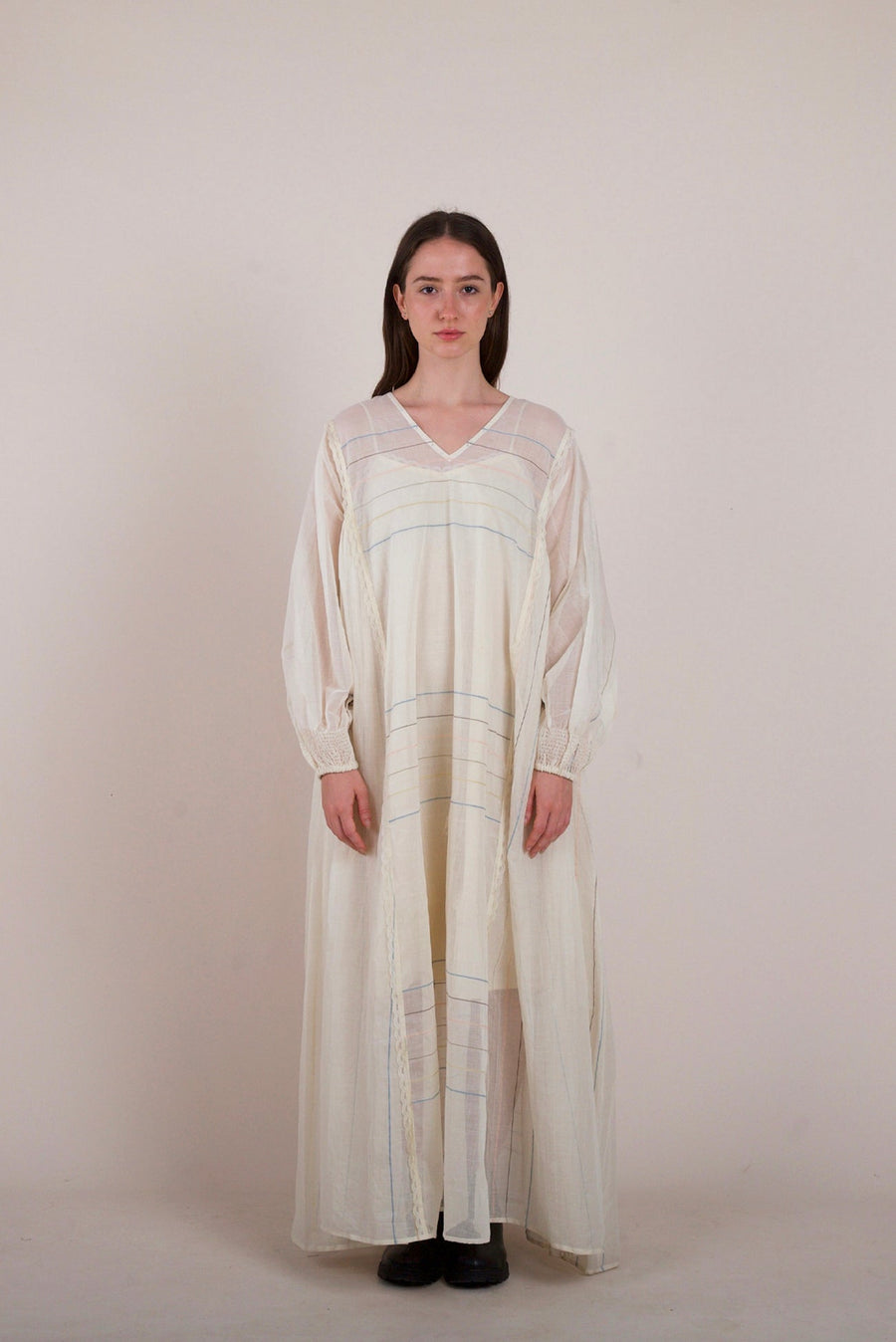 A Model Wearing White Pure Cotton Spun Glass Dress, curated by Only Ethikal