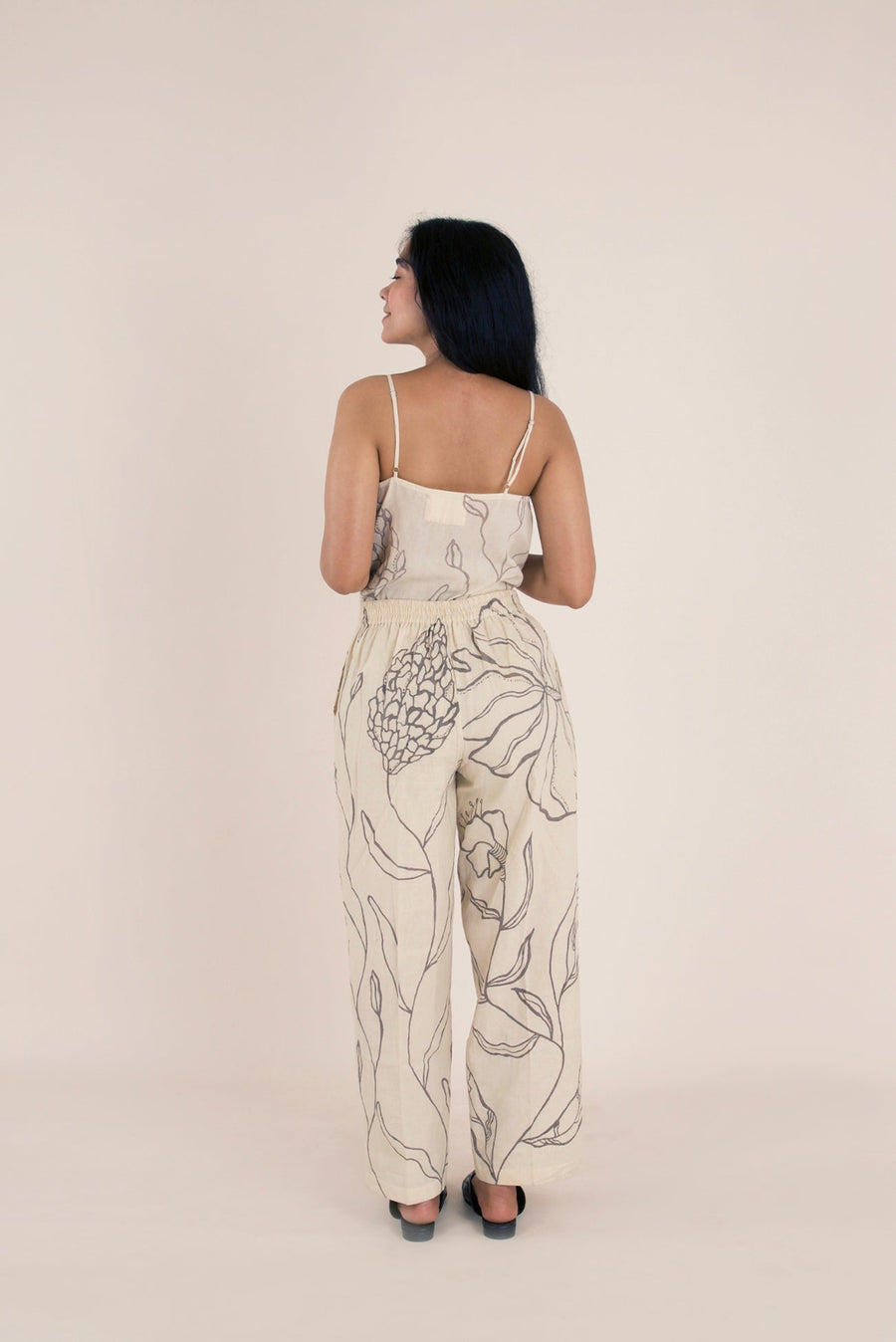 A Model Wearing Multicolor Pure Cotton Flower’s Whisper Trousers, curated by Only Ethikal