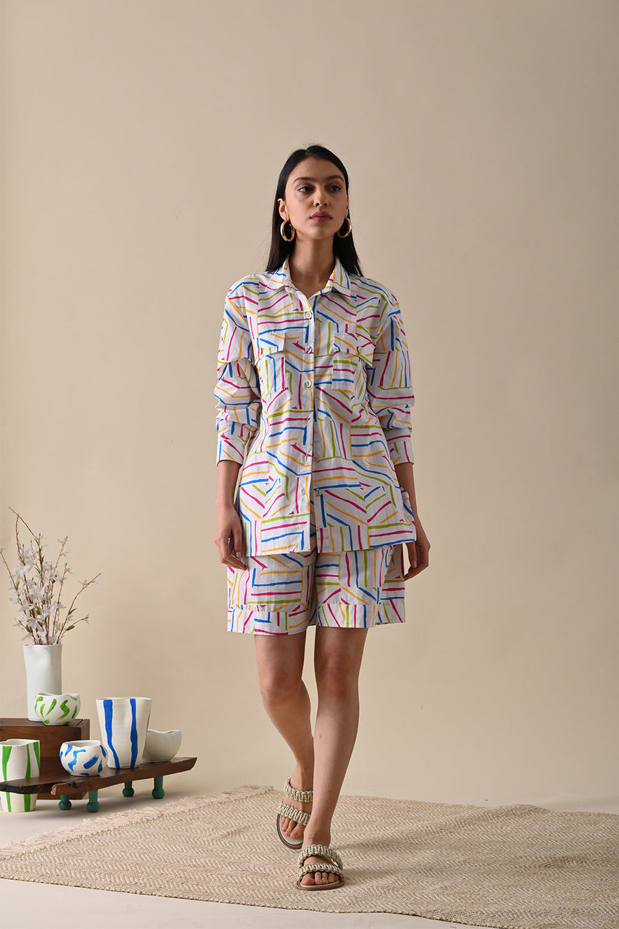 A Model Wearing Multicolor Organic Cotton Zoey Print Co-Ord, curated by Only Ethikal