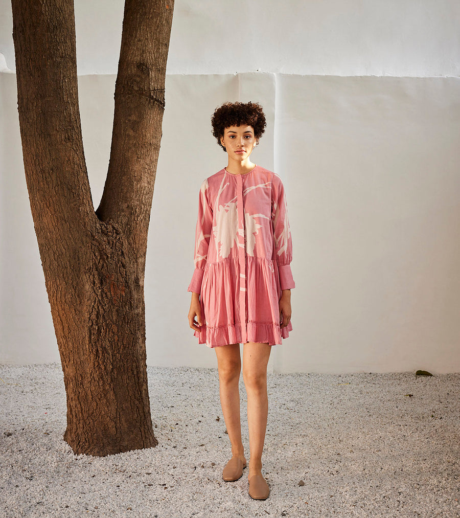 A Model Wearing Pink Pure Cotton Daffodil Dress, curated by Only Ethikal