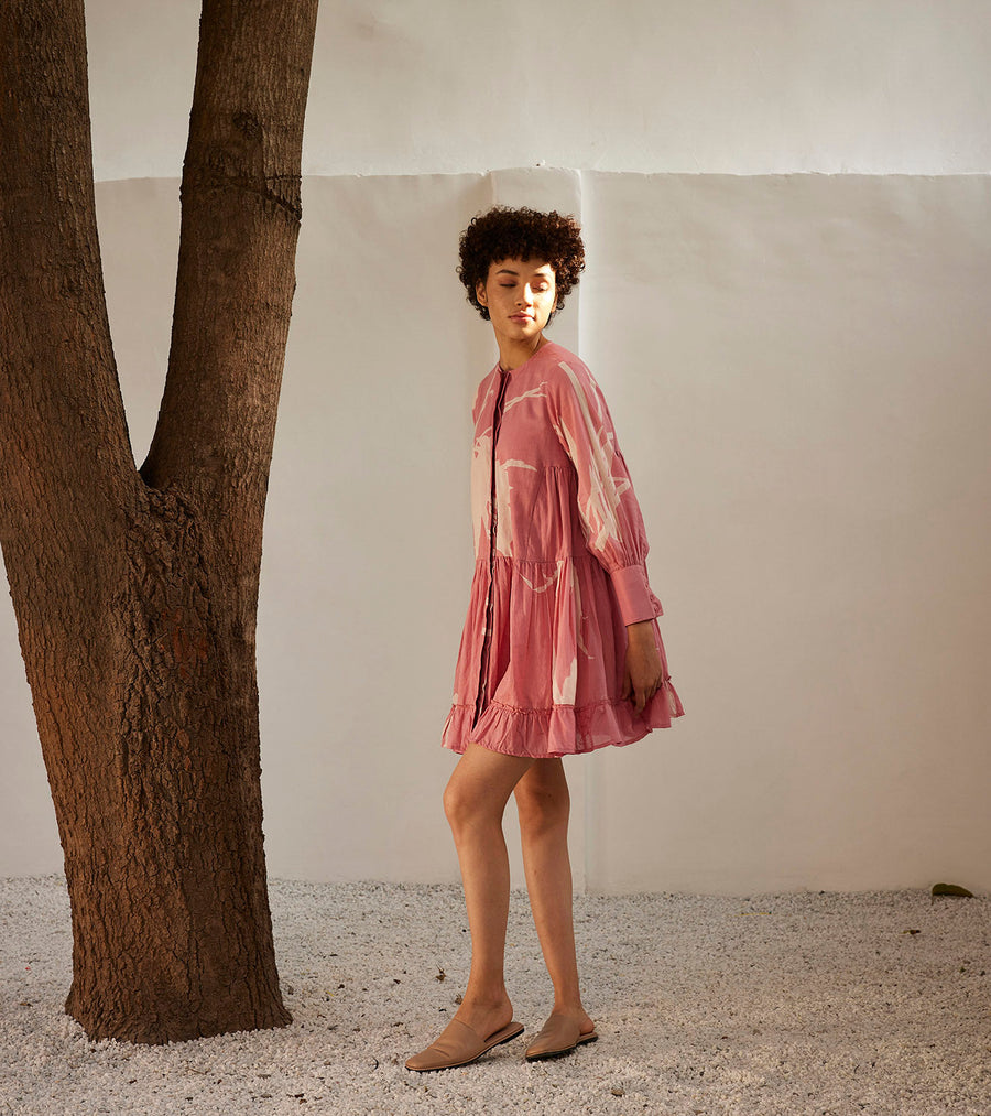 A Model Wearing Pink Pure Cotton Daffodil Dress, curated by Only Ethikal