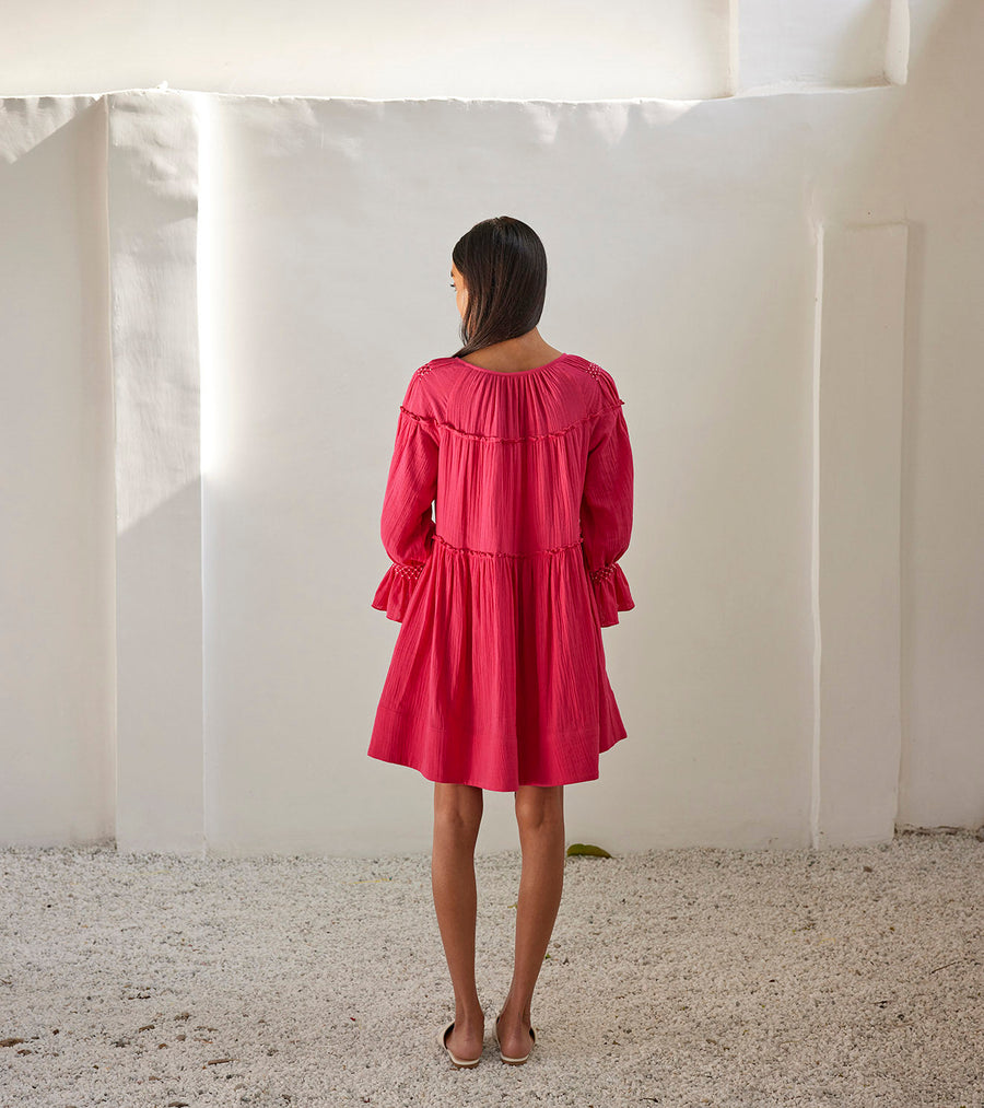 A Model Wearing Pink Pure Cotton Sweet Melody Dress, curated by Only Ethikal