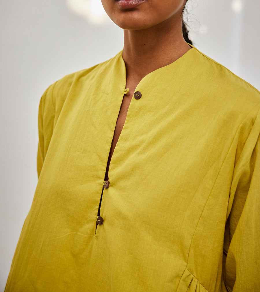 A Model Wearing Yellow Pure Cotton Corn Co-Ord Set, curated by Only Ethikal