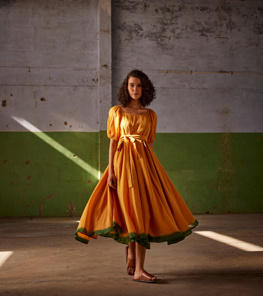 A Model Wearing Yellow Pure Cotton Simmering Sunshine, curated by Only Ethikal