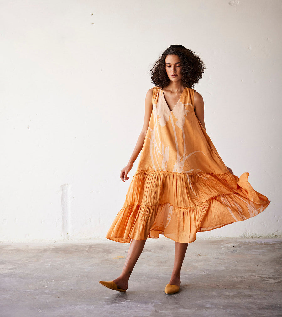 A Model Wearing Orange Pure Cotton Sun-Sational, curated by Only Ethikal