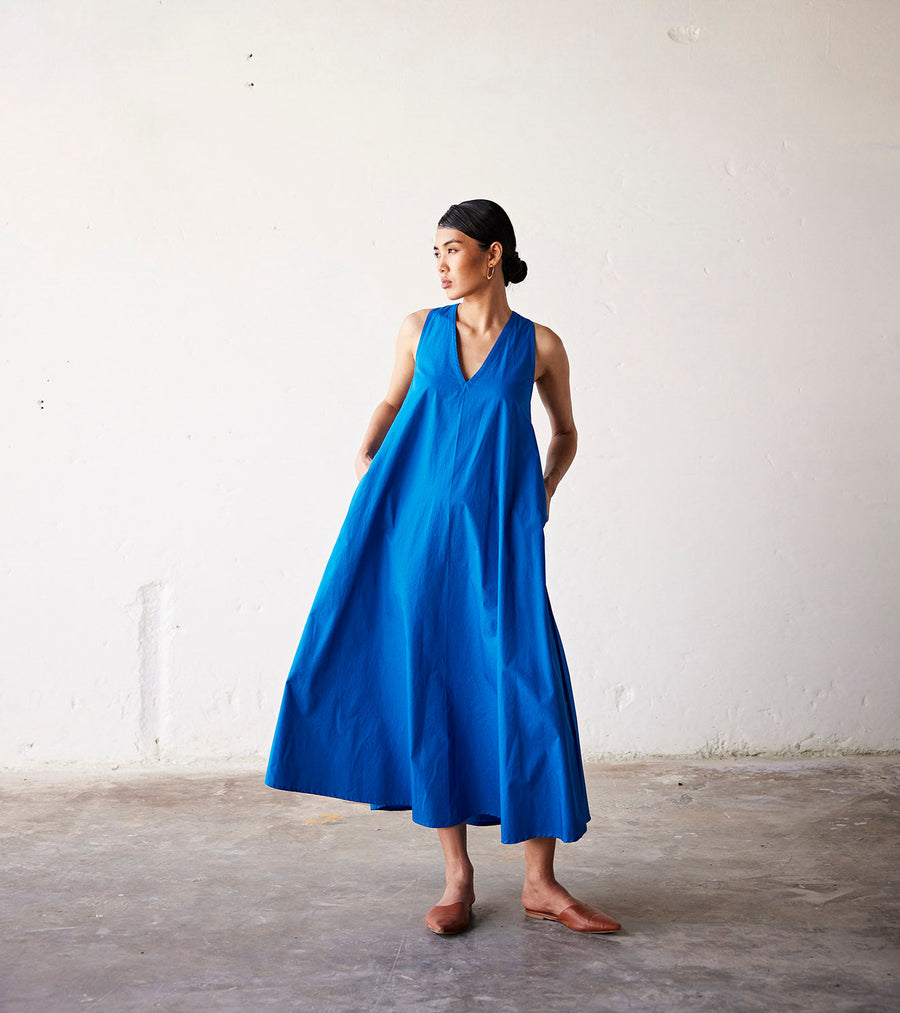 A Model Wearing Blue Pure Cotton Clear Skies, curated by Only Ethikal